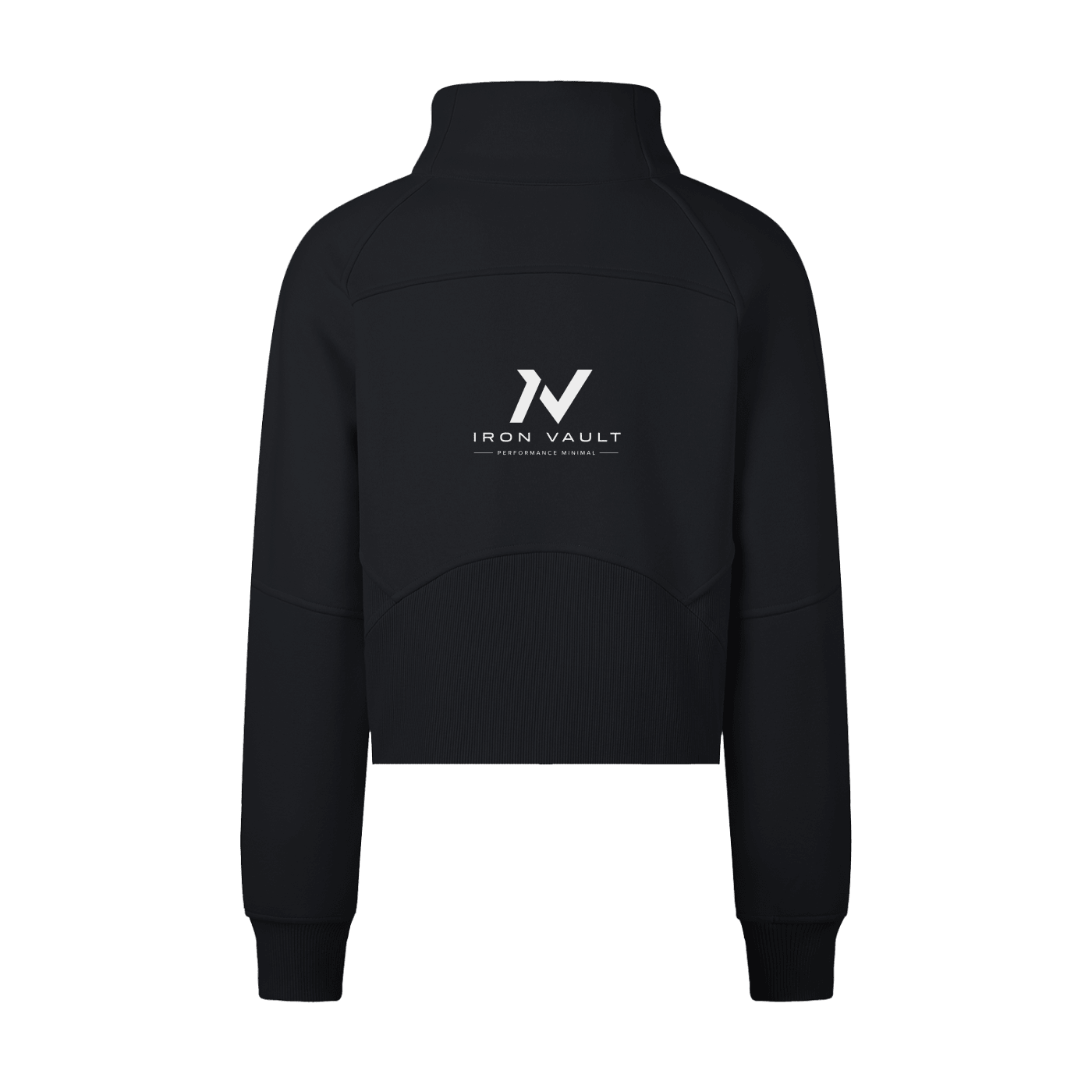 Iron Vault Cropped Half - Zip Sweatshirt — Black - Iron Vault Gym Clothing