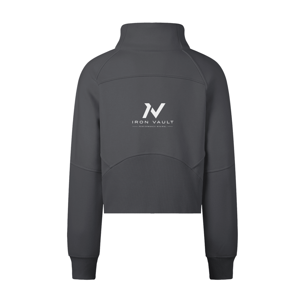 Iron Vault Cropped Half - Zip Sweatshirt — Black - Iron Vault Gym Clothing