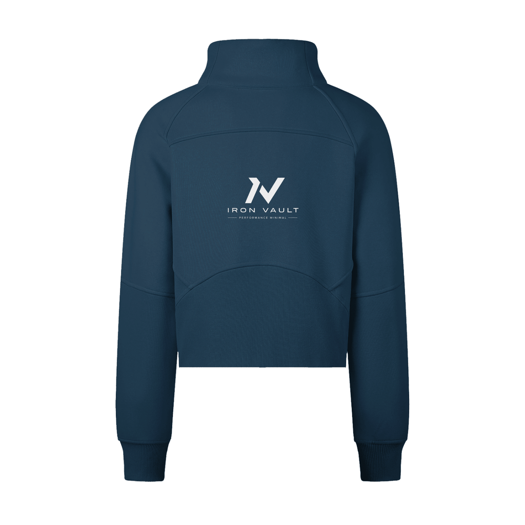 Iron Vault Cropped Half - Zip Sweatshirt — Black - Iron Vault Gym Clothing