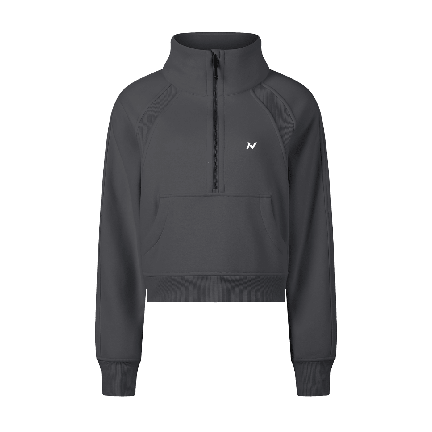 Iron Vault Cropped Half - Zip Sweatshirt — Black - Iron Vault Gym Clothing