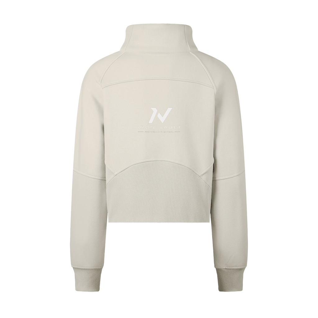 Iron Vault Cropped Half - Zip Sweatshirt — Black - Iron Vault Gym Clothing