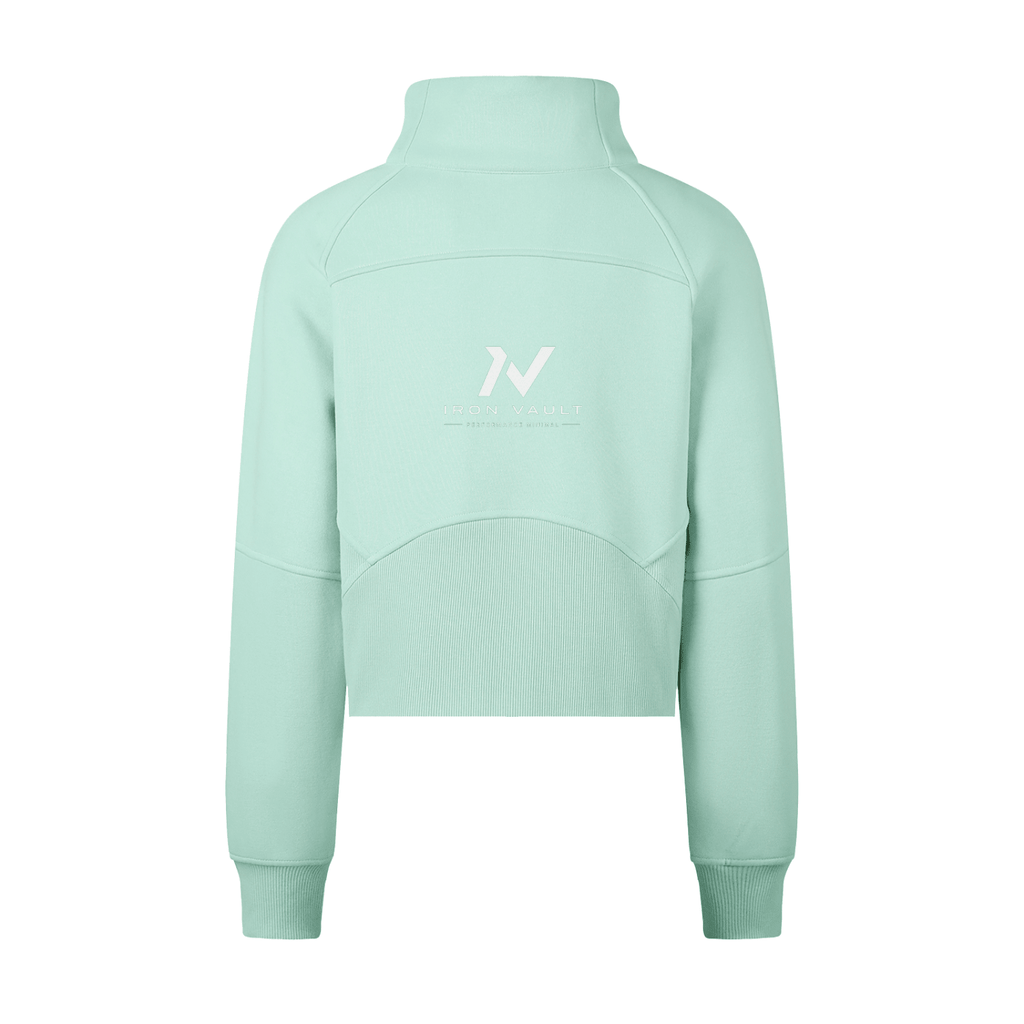 Iron Vault Cropped Half - Zip Sweatshirt — Black - Iron Vault Gym Clothing