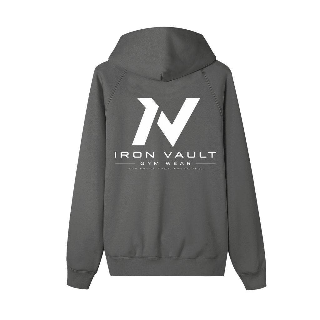 Iron Vault Zip - Up Fleece Hoodie — Black - Iron Vault Gym Clothing